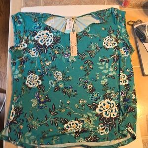 Elegant Floral Teal Blouse